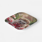 Süßer Januar-Igel mit Granat-Herz Pappteller (Gewinkelt)