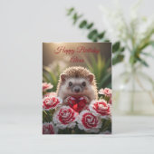 Süßer Januar-Igel mit Granatherz Postkarte (Stehend Vorderseite)