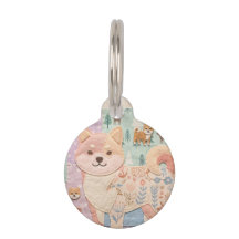 Süßer japanischer Shiba Inu Patchwork Blumenmuster