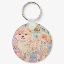 Süßer japanischer Shiba Inu Patchwork Blumenmuster