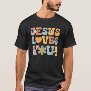 Süßer Jesus liebt dich groovy christliches Mädchen T-Shirt