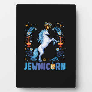 Süßer Jewnicorn jüdischer Einhorn-Menorah Chanukah Fotoplatte