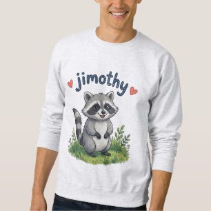 Süßer Jimothy Waschbär im Garten mit Herzen Sweatshirt