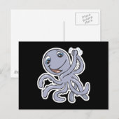 süßer jubelnder Oktopus Postkarte (Vorne/Hinten)
