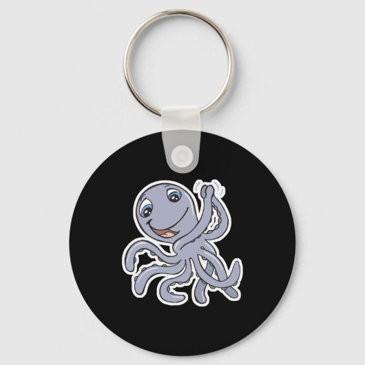 süßer jubelnder Oktopus Schlüsselanhänger (Vorderseite)