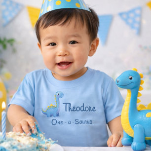 Süßer Junge Blau Aquarell Einzigartiger Dino 1. Ge Baby T-shirt