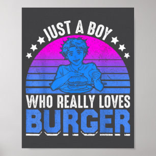 Süßer Junge liebt Burger - Foodies Poster