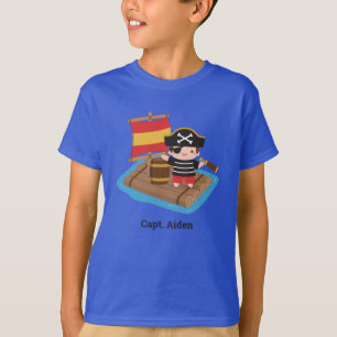 Süßer Junge Pirat Segel Holzfloß Kinder T-Shirt
