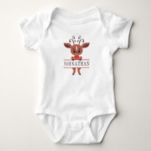 Süßer Junge Rentier Monogramm Weihnachten Baby Strampler