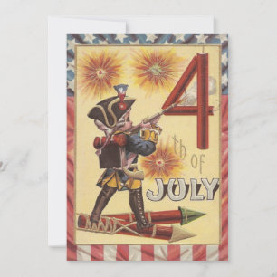 Süßer Junge Revolutionärer Krieg Soldat Feuerwerk Einladung