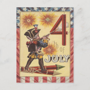 Süßer Junge Revolutionärer Krieg Soldat Feuerwerk Postkarte