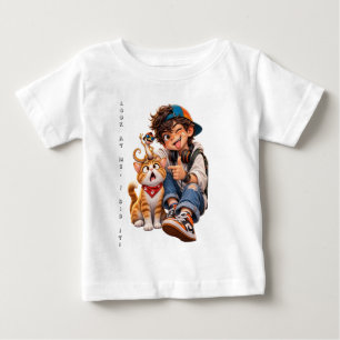 Süßer Junge und tierische Freunde Cartoon T-Shirt
