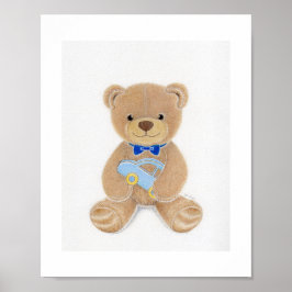Süßer Jungen-Teddybär-Kinderzimmer-Kunstprint Poster