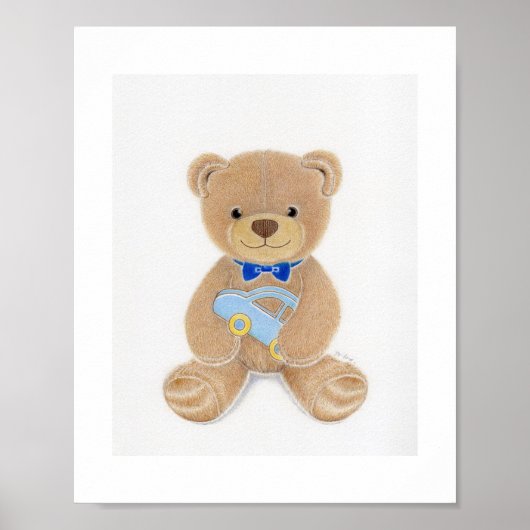 Süßer Jungen-Teddybär-Kinderzimmer-Kunstprint Poster (Vorne)