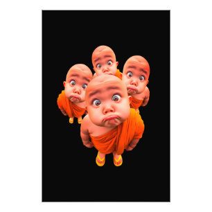 Süßer junger Mönch Minimalistische Orange Robe Fotodruck