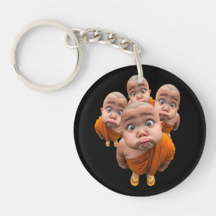 Süßer junger Mönch minimalistischer orangefarbener Schlüsselanhänger