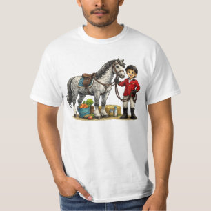 Süßer junger Reiter mit Dapple-Grau Pferd Kunst T-Shirt