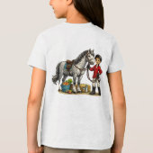 Süßer junger Reiter mit Dapple-Grau-Pferd-Kunst Tri-Blend Shirt (Rückseite)