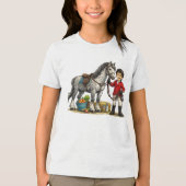 Süßer junger Reiter mit Dapple-Grau-Pferd-Kunst Tri-Blend Shirt (Vorderseite)