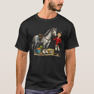 Süßer junger Reiter mit dapplegrauem Pferd Kunst T-Shirt