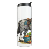 Süßer junger Reiter mit dapplegrauem Pferd Kunst Thermosbecher (Nach links gedreht)