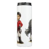 Süßer junger Reiter mit dapplegrauem Pferd Kunst Thermosbecher (Rückseite)