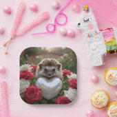 Süßer Juni-Igel mit Perlenherz Pappteller (Party)