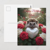 Süßer Juni-Igel mit Perlenherz Postkarte (Vorne/Hinten)