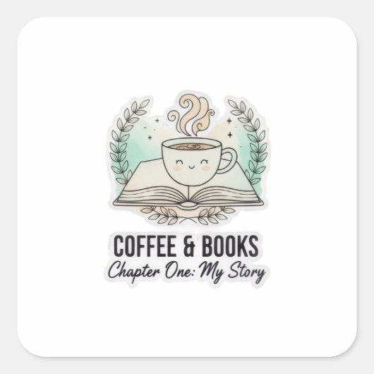Süßer Kaffee & Bücher Aufkleber – Ästhetik für Büc (Vorderseite)
