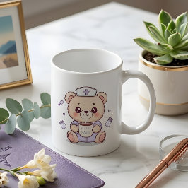 Süßer, Kaffee liebender Krankenpfleger-Teddybär Kaffeetasse