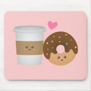 Süßer Kaffee und Donut verliebt, perfektes Paar Mousepad
