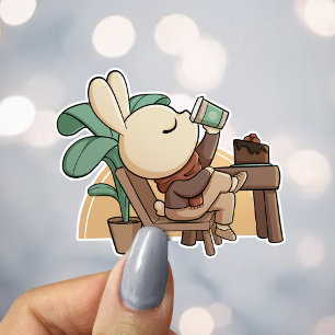 Süßer Kaffeehaus-Hase Aufkleber