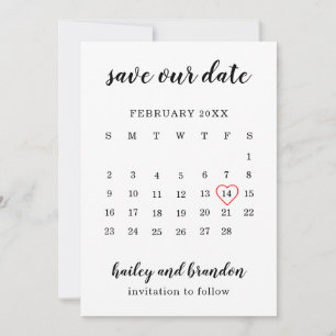 Süßer Kalender Rotes Herz Moderne Hochzeit Save The Date