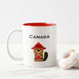 Süßer Kanada-Biber mit Ahornblatt in hellerer Farb Zweifarbige Tasse