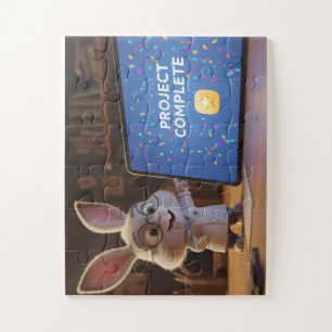 Süßer Kaninchen-Wissenschaftler feiert Projektabsc Puzzle