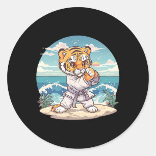 Süßer Karate Tiger Kickboxen Taekwondo Jiu-jitsu T Runder Aufkleber