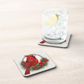 Süßer Kardinal Winterurlaub/Weihnachten Untersetze Getränkeuntersetzer (Rechte Seite)
