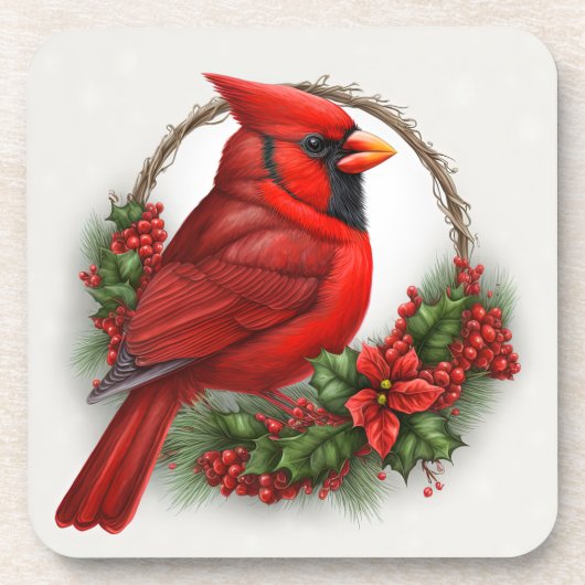Süßer Kardinal Winterurlaub/Weihnachten Untersetze Getränkeuntersetzer (Vorderseite)