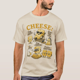 Süßer Käseliebhaber Vintage Retro Cartoon T-Shirt