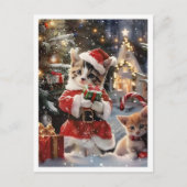 Süßer Katz Santa Frohe Weihnachten Postkarte (Vorderseite)