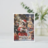 Süßer Katz Santa Frohe Weihnachten Postkarte (Stehend Vorderseite)
