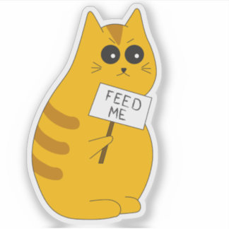 Süßer Kätzchen-Aufkleber; Hungrige Katze Aufkleber