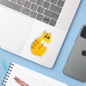 Süßer Kätzchen-Aufkleber; Hungrige Katze Aufkleber (Laptop mit iPhone)