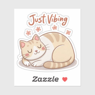 Süßer Katzen-Laib-Sticker | Just Vibing Cozy Cat-A Aufkleber