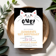 Süßer Katzenrahmen funkelnde Sterne 1. Geburtstag