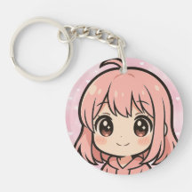 Süßer Kawaii-Anime-Mädchen-Gesicht-Schlüsselanhäng
