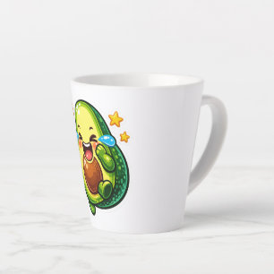 Süßer Kawaii-Avocado lacht und weint vor Freude Milchtasse
