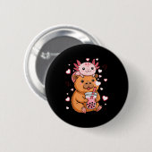 Süßer Kawaii Axolotl Capybara Bubble Tea Jungen Mä Button (Vorne & Hinten)