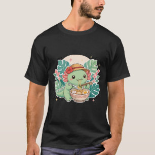 Süßer Kawaii Axolotl, der Ramen-Nudeln isst Dunkel T-Shirt