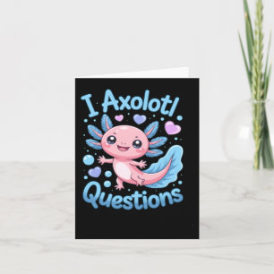 Süßer Kawaii Axolotl Fragen Blau Und Rosa Karte